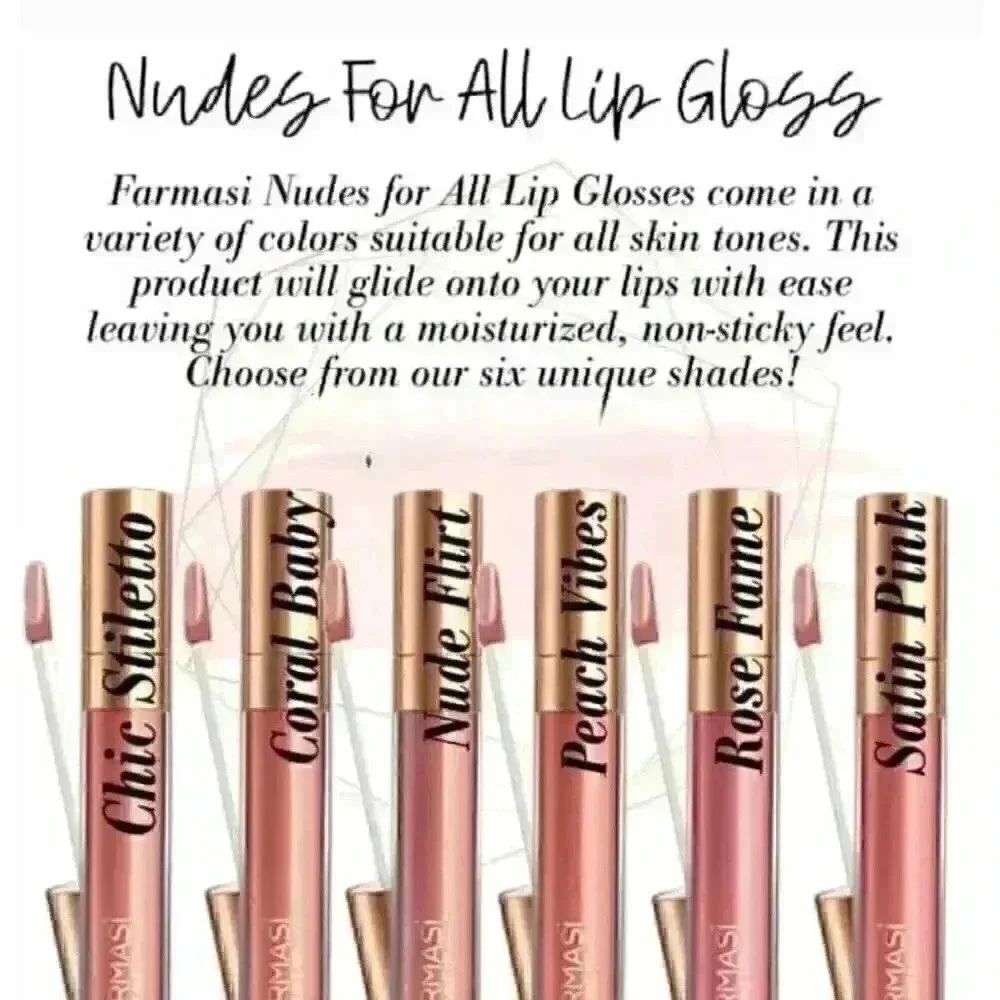 NIB Farmasi Lip Gloss Nudes For All-Peach‎ Vibes 04